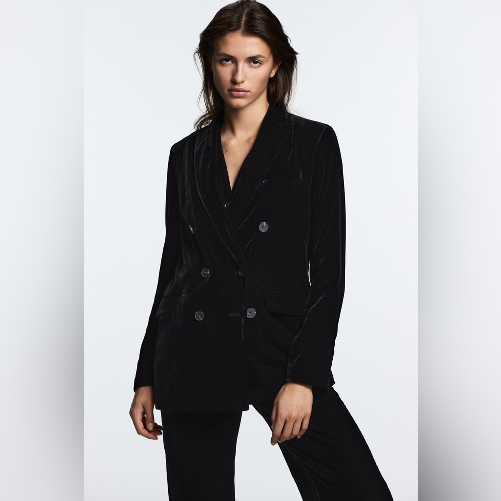 ZARA ~ ZARA VELVET BLAZER in black